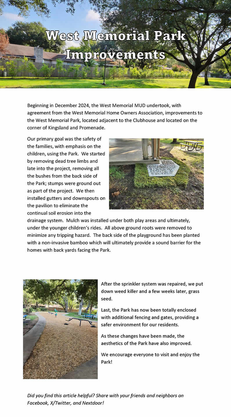West Memorial Park Improvements